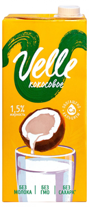 Напиток на растительной основе Velle рисовый кокосовый без сахара 1,5%, 1 л