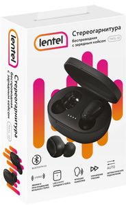 Наушники Lentel беспроводные, зарядный кейс TWSL-02, черные