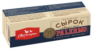 Сырок творожный "Свитлогорье" глазированный с твердым сыром Palermo в молочном шоколаде 23%