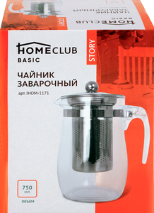 Чайник заварочный Homeclub Story, стекло, нержавеющая сталь, 750 мл