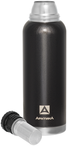 Термос бытовой Арктика вакуумный для напитков с ситечком черный 1200 мл