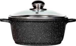Кастрюля Homeclub Marble, литой алюминий, стеклянная крышка, 5,7 л