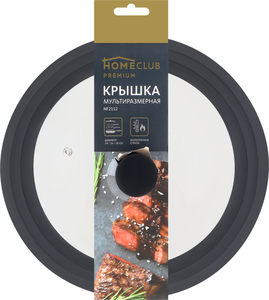 Крышка Homeclub мультиразмерная 24/26/28 см, жаропрочное стекло, силикон