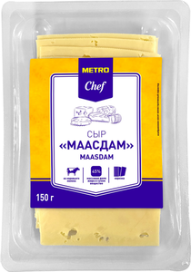 Сыр полутвердый Metro Chef Маасдам нарезка 45% бзмж