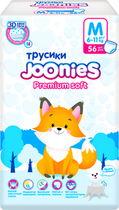 Подгузники-трусики Joonies Premium M (6-11 кг), 56 шт