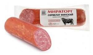 Колбаса варено-копченая «Мираторг» Сервелат Финский с мраморной говядиной, 375 г