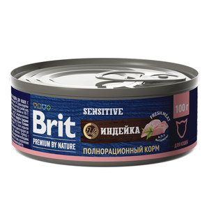 Корм влажный Brit Premium By Nature для кошек с чувствительным пищеварением Индейка