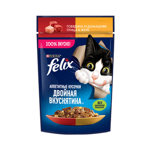 Корм влажный Felix Двойная вкуснятина Говядина-птица