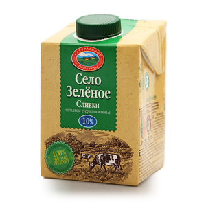 Сливки питьевые «Село Зелёное» стерилизованные 10% БЗМЖ, 500 г