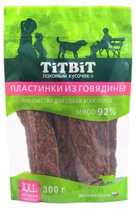 Лакомство для собак TITBIT пластинки из говядины, 300 г