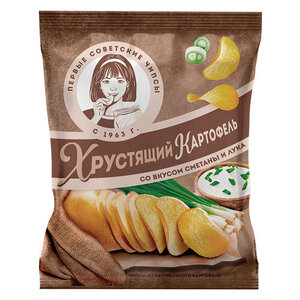 Чипсы картофельные натуральные со вкусом сметаны и лука Хрустящий картофель