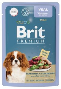 Влажный корм для собак Brit телятина с горошком в соусе