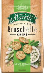 Сухарики пшеничные брускетти со вкусом сметаны и лука ТМ Maretti (Маретти)