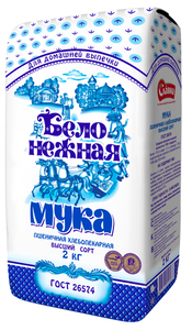 Мука пшеничная Белонежная хлебопекарная высший сорт