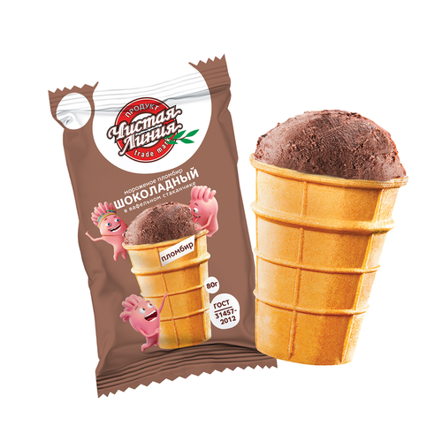 Мороженое Чистая линия пломбир шоколадный в вафельном стаканчике БЗМЖ 80 г  за 77.1₽ - купить в undefined с доставкой через igooods