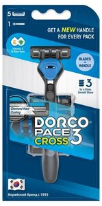 Станок для бритья Dorco Pace 3 Cross TRC1005 3 лезвия, 1 станок + 5 сменных кассет
