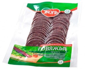 Колбаса сырокопченая говяжья Халяль ТМ Эколь