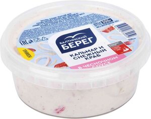 Кальмар и снежный краб Балтийский берег в чесночном соусе