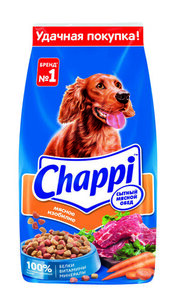 Сухой полнорационный корм для собак Chappi Сытный мясной обед Мясное изобилие