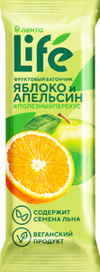 Батончик фруктовый яблоко и апельсин ТМ Лента Life