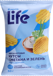 Чипсы нутовые Лента LIFE Сметана и Зелень