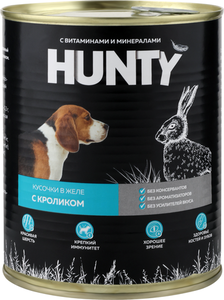 Корм для собак HUNTY сочные кусочки в желе с кроликом ж/б