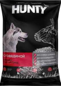 Корм для взр.собак HUNTY для крупных пород с говядиной