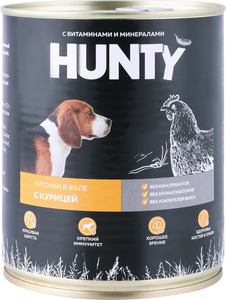 Корм для собак HUNTY сочные кусочки в желе с курицей