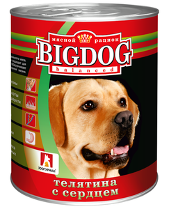 Корм для собак BigDog Телятина с сердцем, 850 г