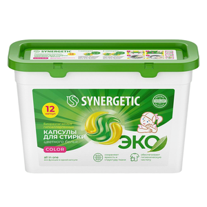 Капсулы для стирки Synergetic Color, 12 шт