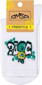 Носки унисекс Omsa Freestyle 613 Граффити цвет: bianco-Apple/белый-зелёный размер: 42-44