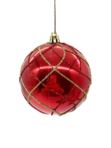 Шар Christmasdelux с полосками красный 8 см