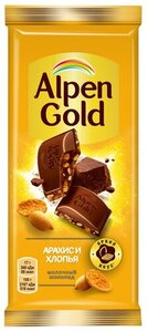 Молочный шоколад с арахисом и кукурузыми хлопьями ТМ Alpen Gold (Альпен Гольд)