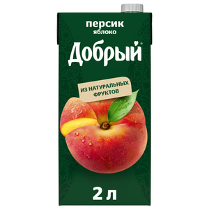 Нектар «Добрый» персик яблоко с мякотью, 2 л