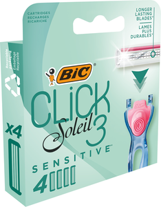 Кассеты Click Soleil (Клик Солеил) 3 Sensitive (Сенсетив) 3 лезвия 4 шт. ТМ Bic (Бик)