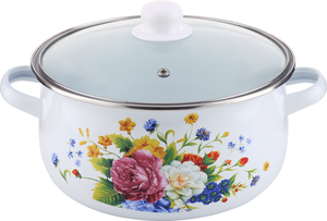Кастрюля HOMECLUB Enamel, деколь, в ассортименте, 3,7л