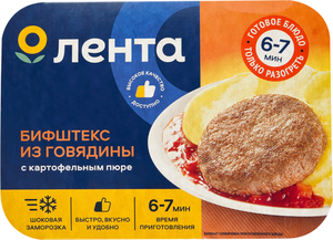 Бифштекс говяжий Лента с картофельным пюре