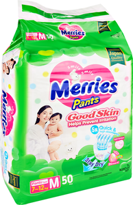 Трусики-подгузники Merries Good Skin M / 3 (7-12 кг), 50 шт