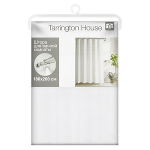 Штора для ванной Tarrington House белая жаккард прозрачные кольца, 180 x 200 см