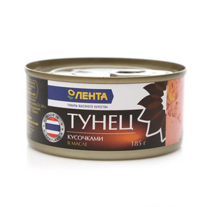 Тунец кусочками в масле ТМ Лента 