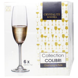 Набор бокалов для шампанского Crystal Bohemia Colibri, 220 мл х 6 шт