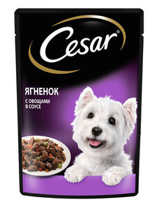 Влажный корм Cesar для взрослых собак с ягненком и овощами в соусе