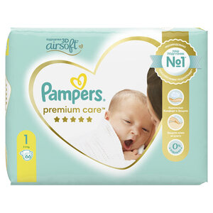 Подгузники Pampers Premium Care для малышей 2-5 кг, 1 размер, 72 шт