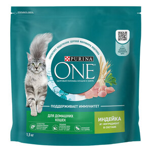 Сухой корм для кошек Purina ONE с индейкой и злаками, 1.5 кг