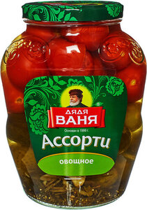 Ассорти овощное маринованное Огурцы и томаты ТМ Дядя Ваня