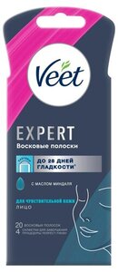 Полоски восковые Veet Expert для лица для чувствительной кожи, 20 шт