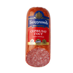 Колбаса Бахрушинъ Сервелат ГОСТ варено-копченая