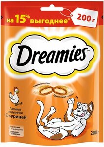 Лакомство для кошек Dreamies подушечки с курицей