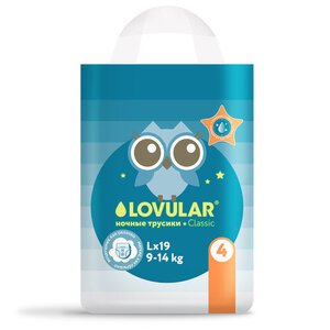Ночные трусики L 9-14 кг ТМ Lovular (Ловулар), 19 шт