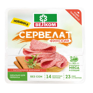 Колбаса варено-копченая Велком Сервелат Финский нарезка